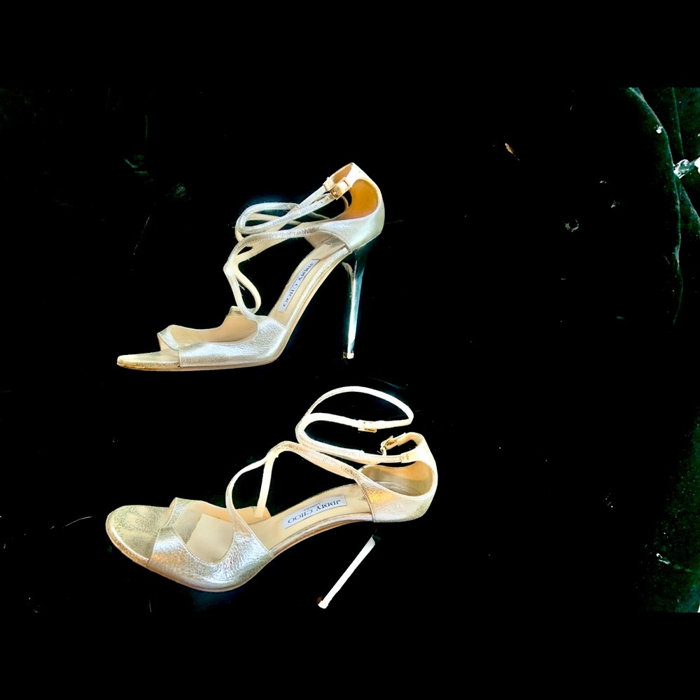 EUC. JIMMY CHOO LANCE Dusty Glitter Silver stiletto high heels. - Picture 9 of 16